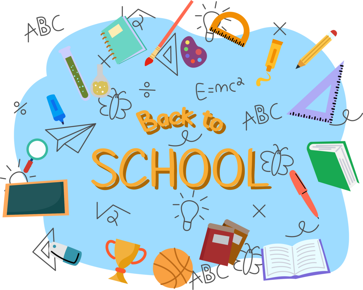 back to school background doodles with learning item png