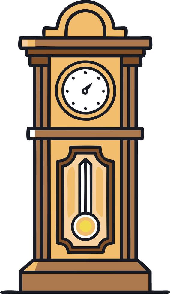 Illustration of a classic grandfather clock with a pendulum vector