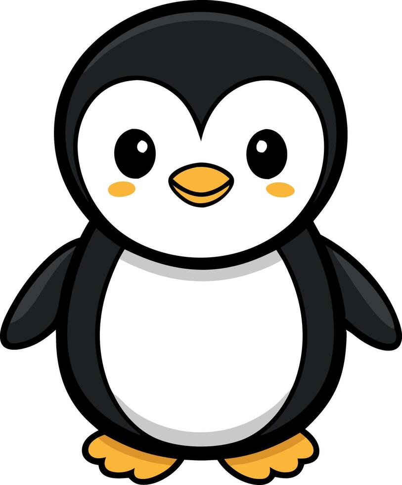 Cute cartoon penguin illustration with happy and cheerful expression vector