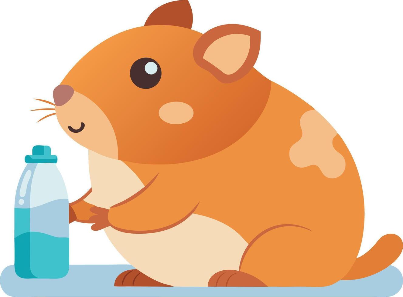 Cute cartoon hamster with water bottle isolated on white background vector