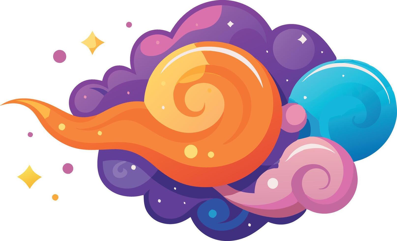 Colorful abstract illustration with swirling shapes and vibrant colors on a white background vector