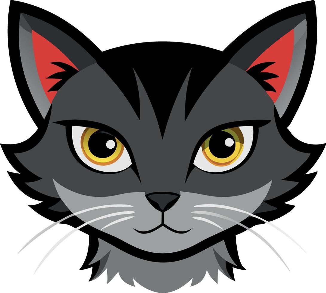 Illustration of a grey cat with yellow eyes isolated on white background vector