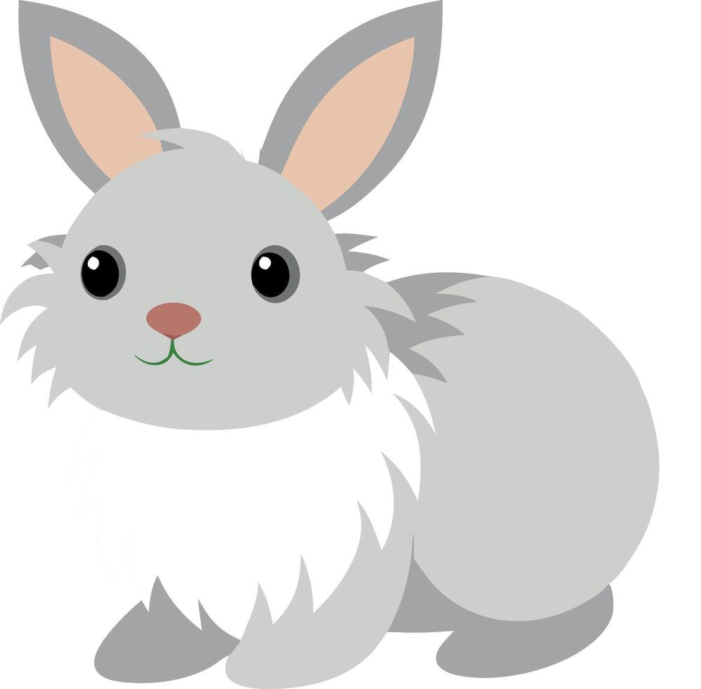 Cute cartoon style illustration of a gray rabbit with big ears on a white background vector