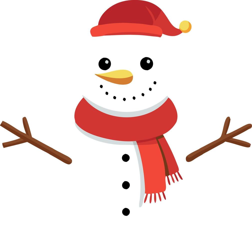 Simple snowman with red scarf vector