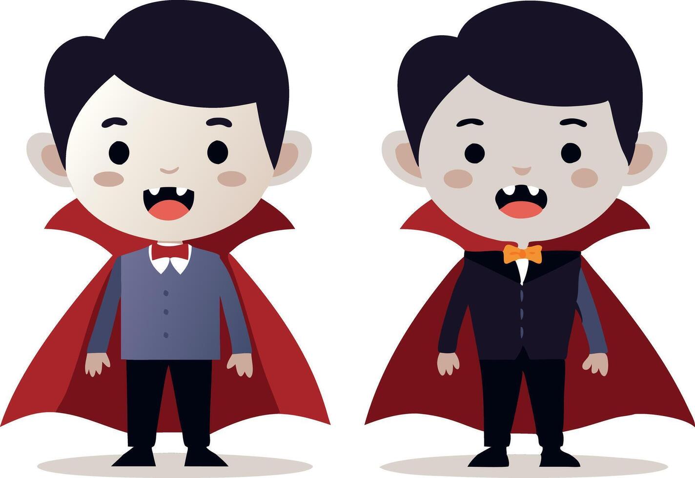 Two boys dressed as vampire for Halloween vector