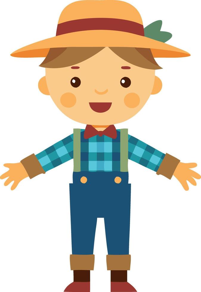 Boy dressed as a scarecrow for Halloween vector