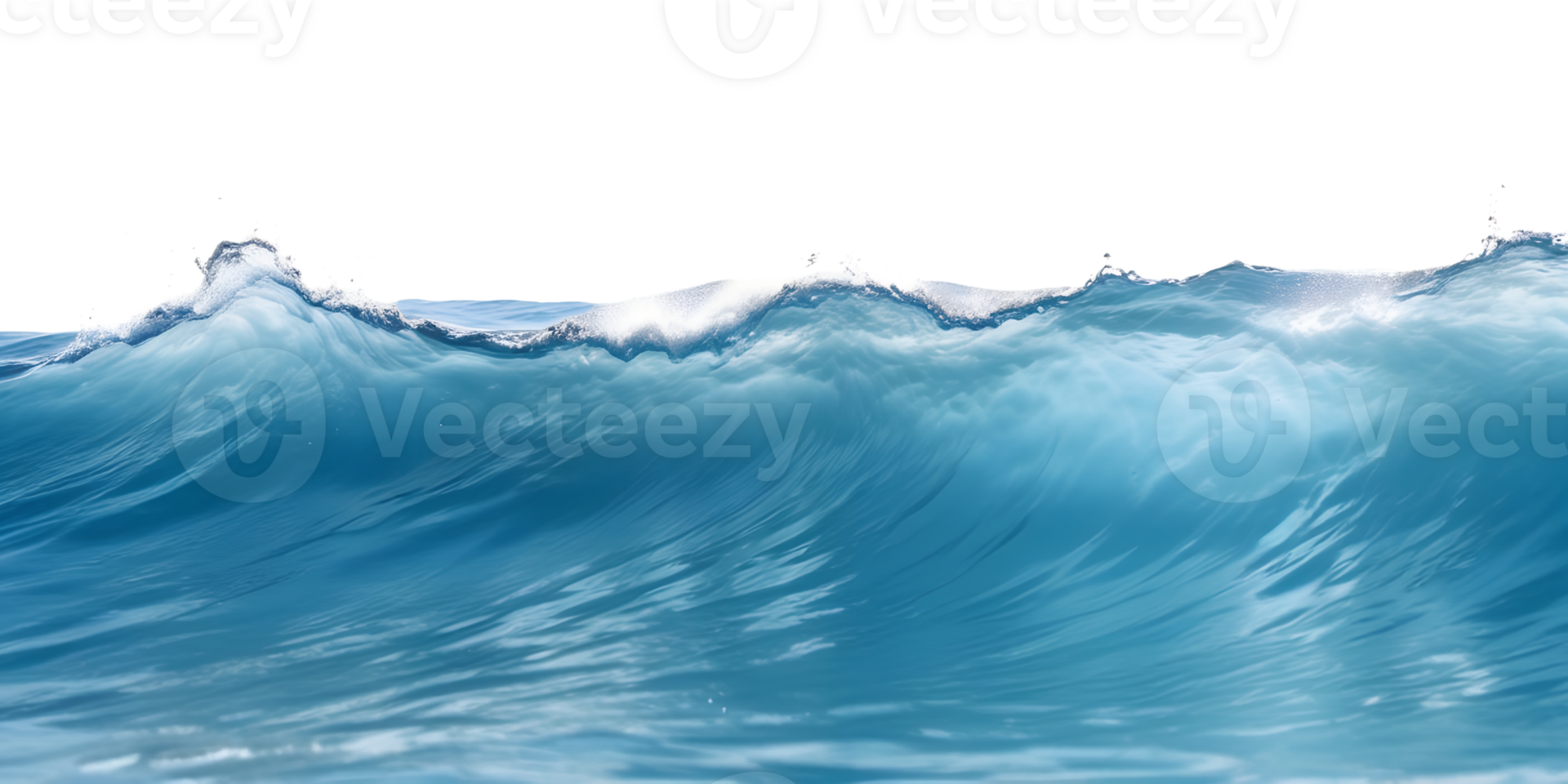 A blue ocean wave crashing, isolated on a transparent background. Ideal for nature-themed designs and backgrounds. png