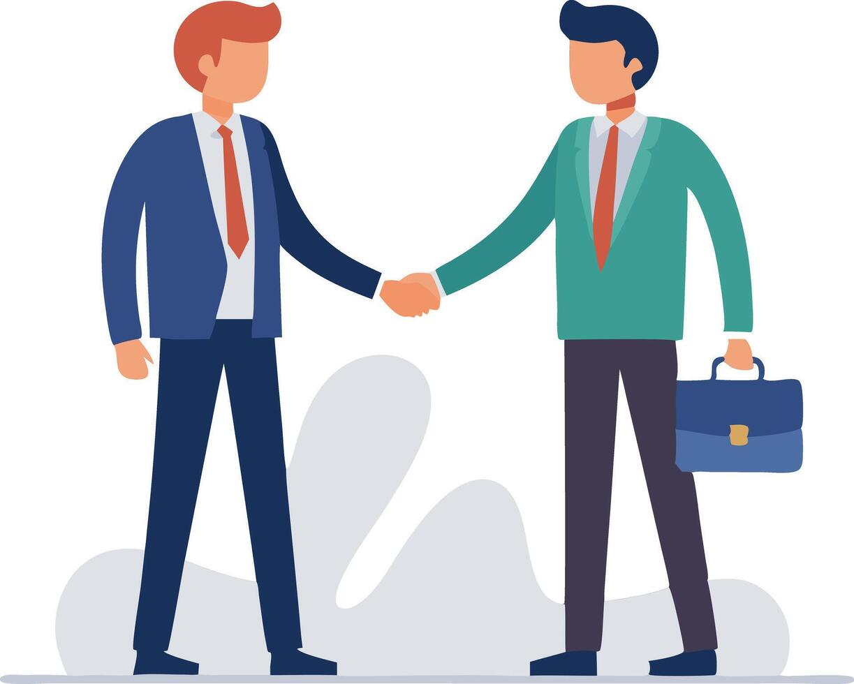 Businessmen in suits shaking hands establishing partnership and agreement vector