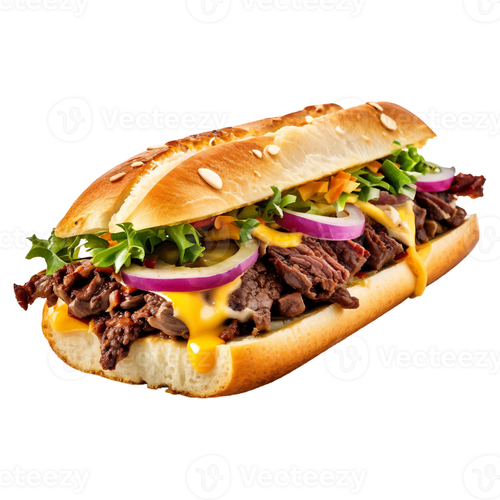 Philly Cheesesteak Isolated on Transparent Background png