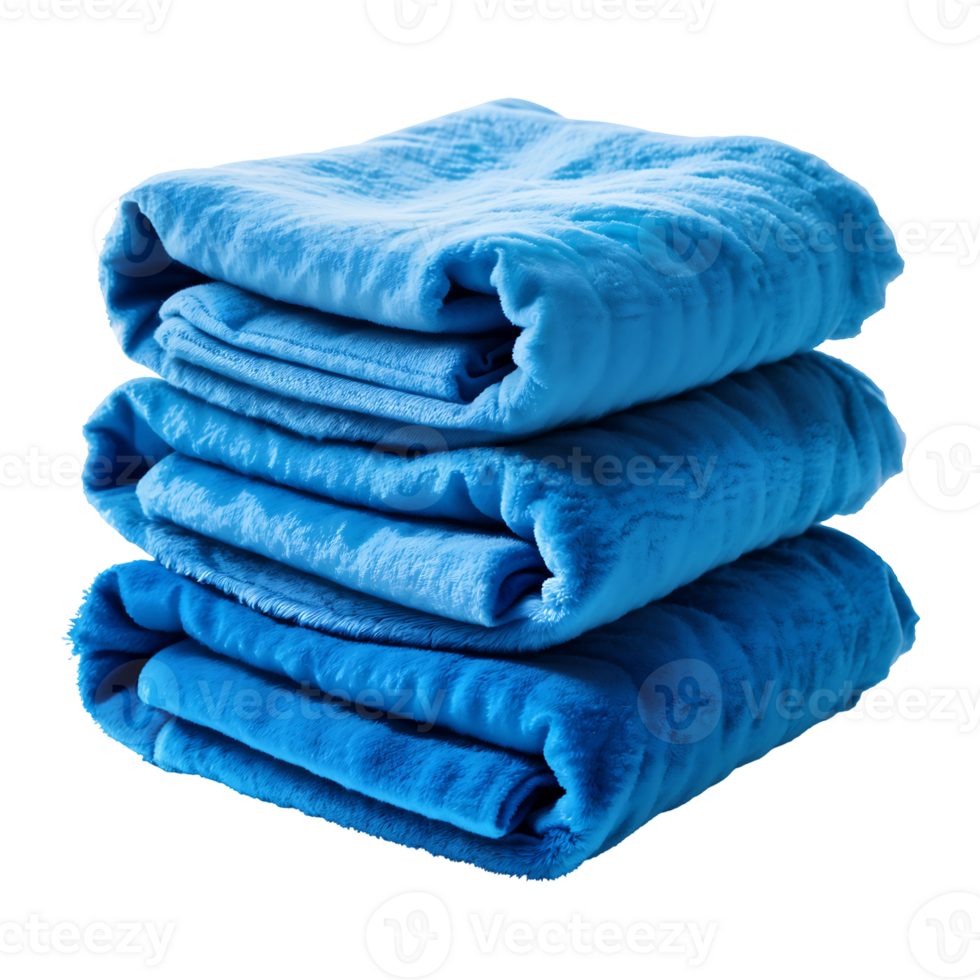 Blue Stack of Towels Isolated on Transparent Background png