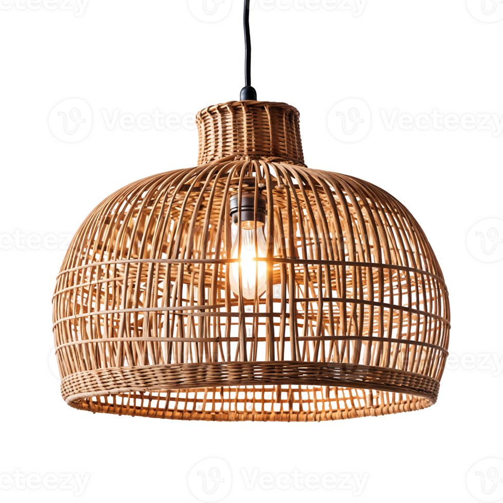 Rattan Ceiling Lamp Isolated on Transparent Background png