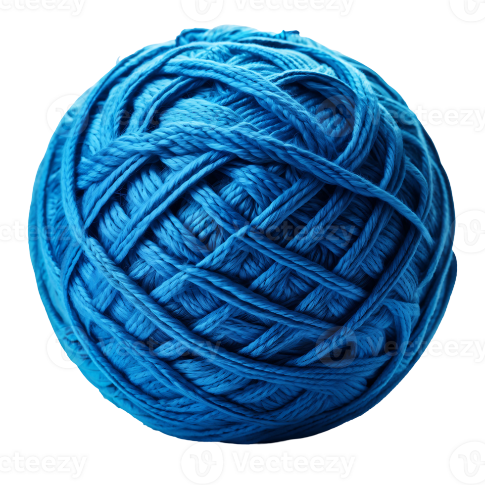 Blue Knitting Ball Isolated on Transparent Background png