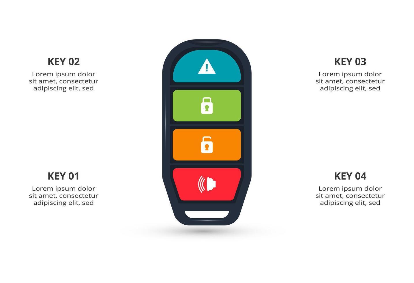 Key concept for infographic with 4 steps, options, parts or processes. Business data visualization. vector