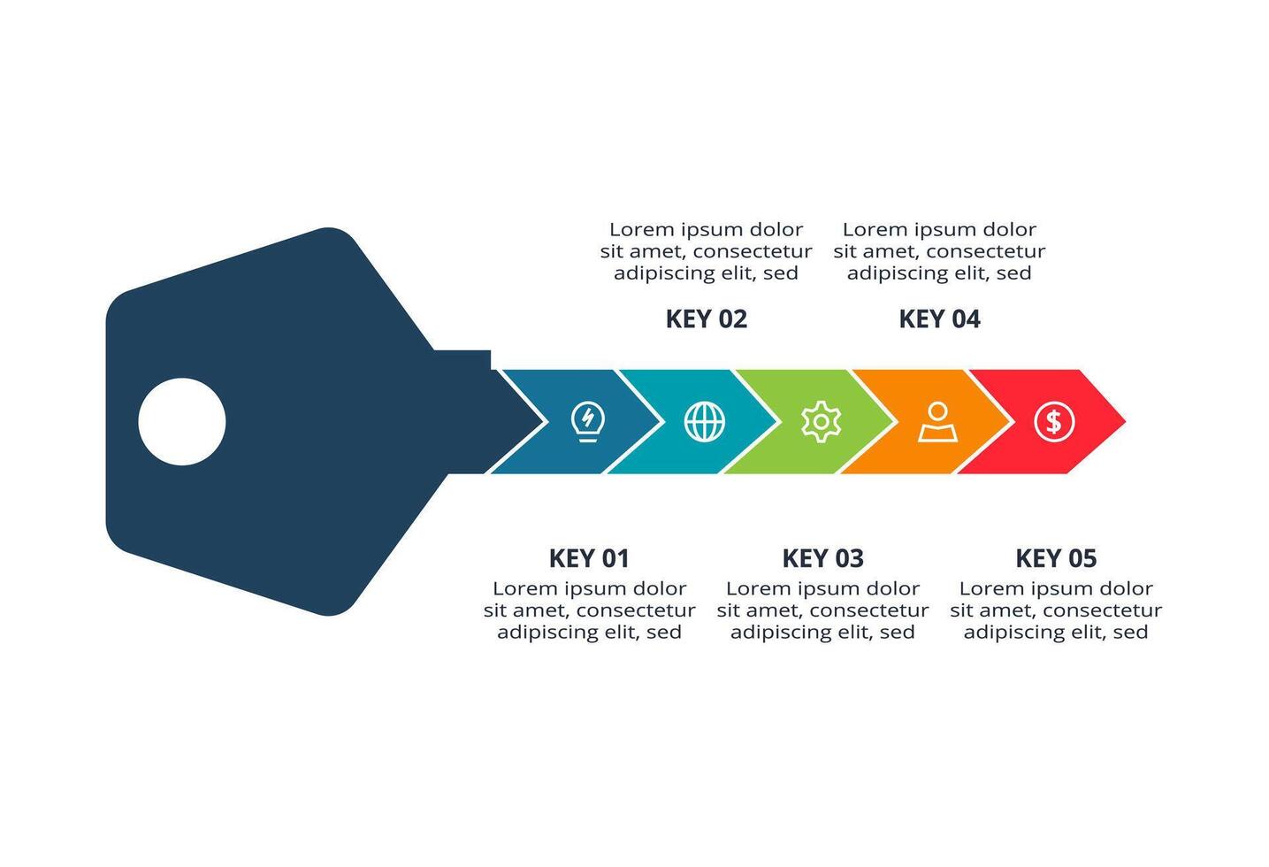 Key concept for infographic with 5 steps, options, parts or processes. Business data visualization. vector