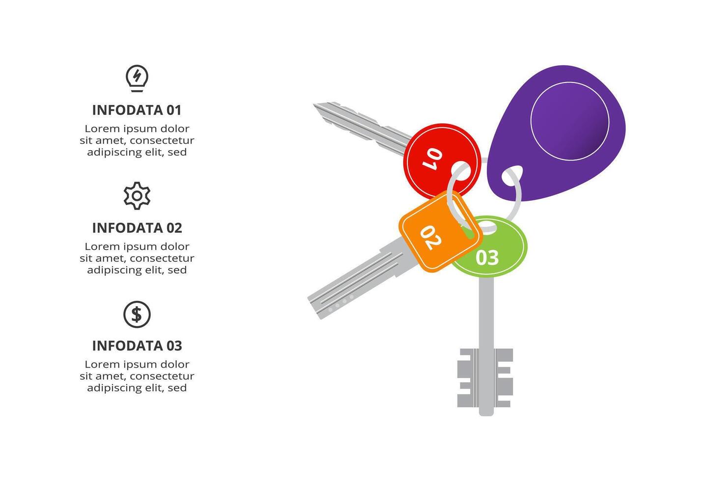 Key concept for infographic with 3 steps, options, parts or processes. Business data visualization. vector