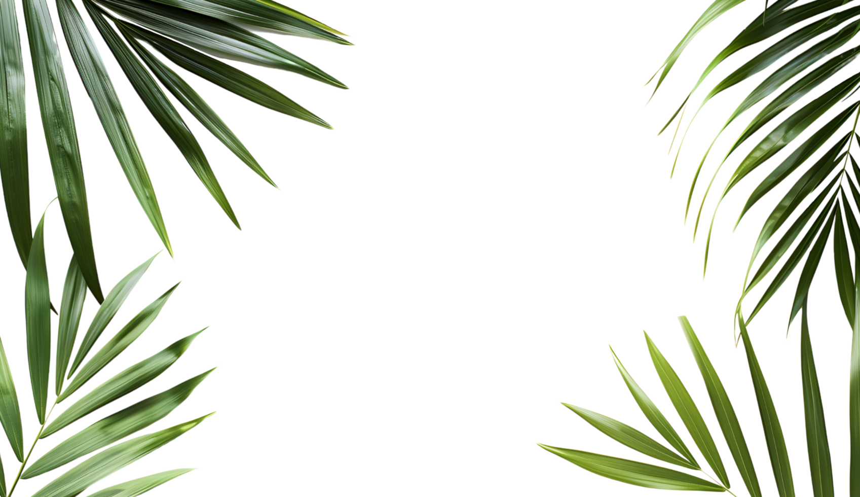 Tropical green leaves frame border png