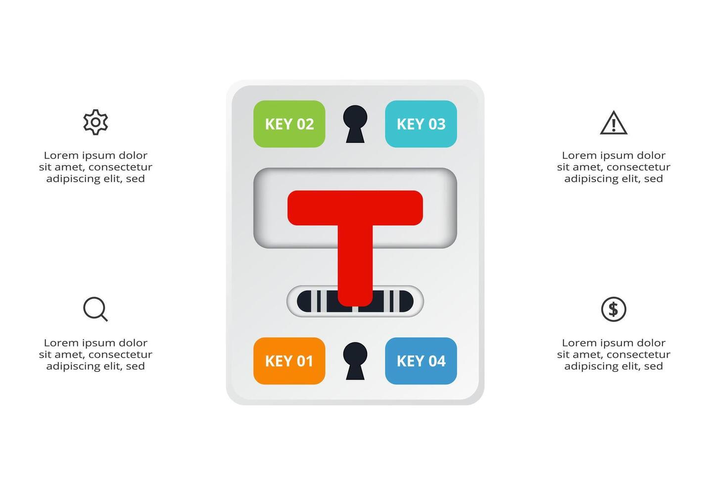 Key concept for infographic with 4 steps, options, parts or processes. Business data visualization. vector