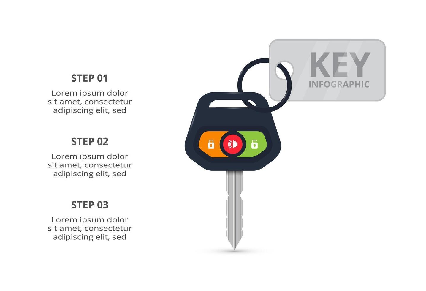 Key concept for infographic with 3 steps, options, parts or processes. Business data visualization. vector
