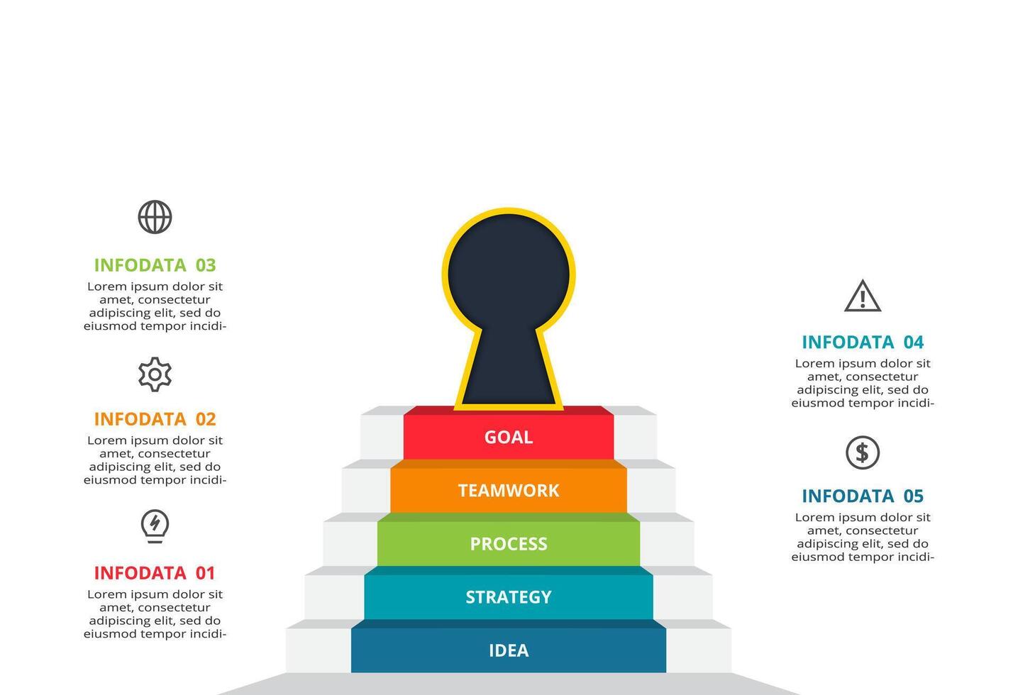 Key concept for infographic with 5 steps, options, parts or processes. Business data visualization. vector