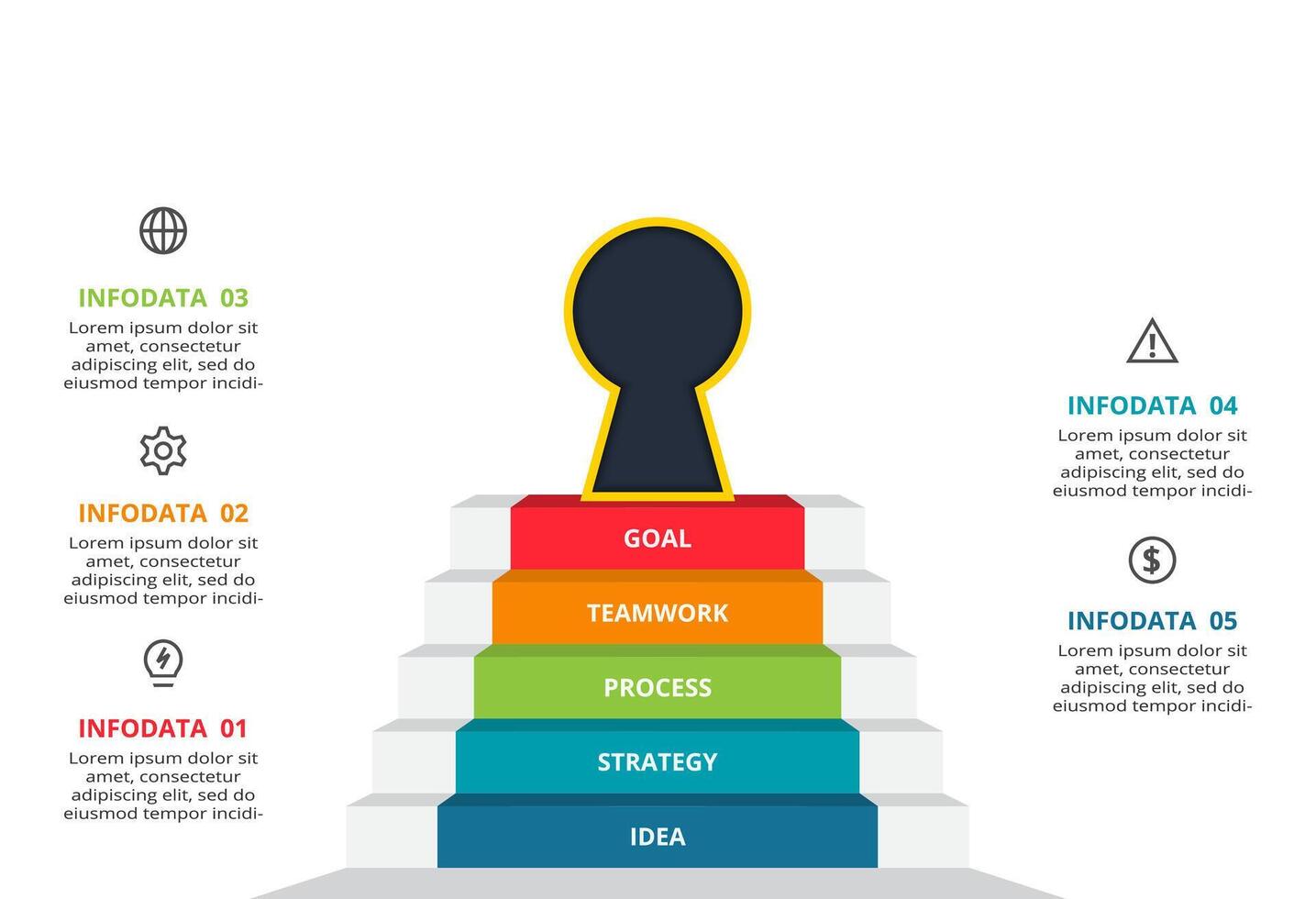Key concept for infographic with 5 steps, options, parts or processes. Business data visualization. vector
