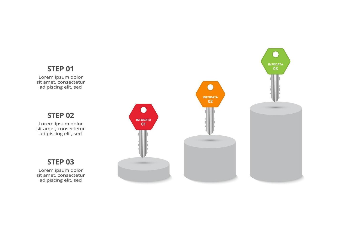 Key concept for infographic with 3 steps, options, parts or processes. Business data visualization. vector