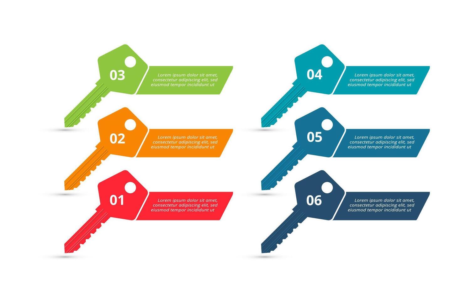 Key concept for infographic with 6 steps, options, parts or processes. Business data visualization. vector