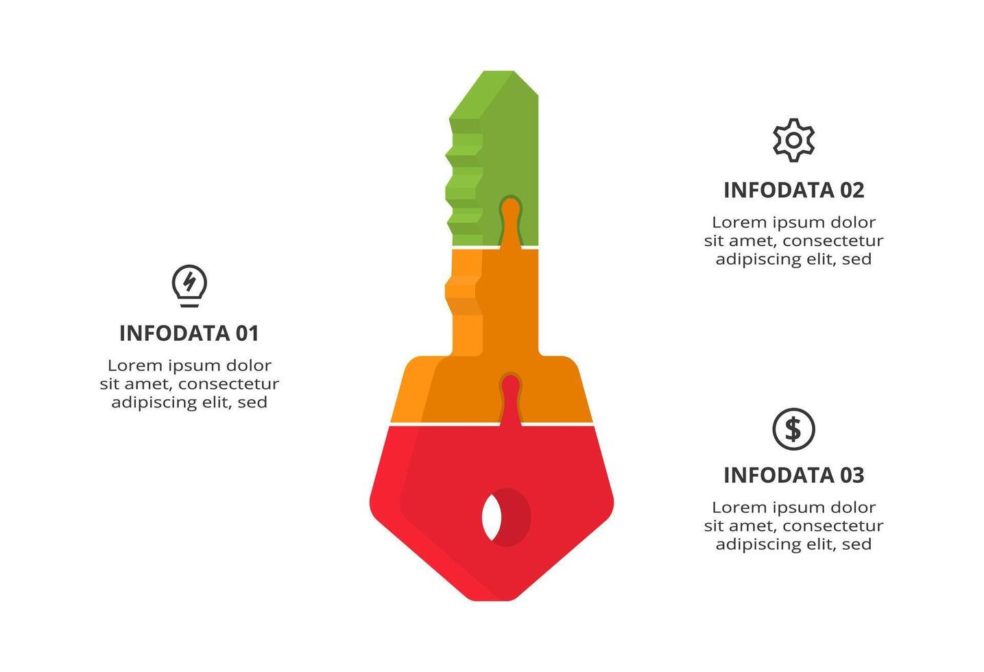 Key concept for infographic with 3 steps, options, parts or processes. Business data visualization. vector