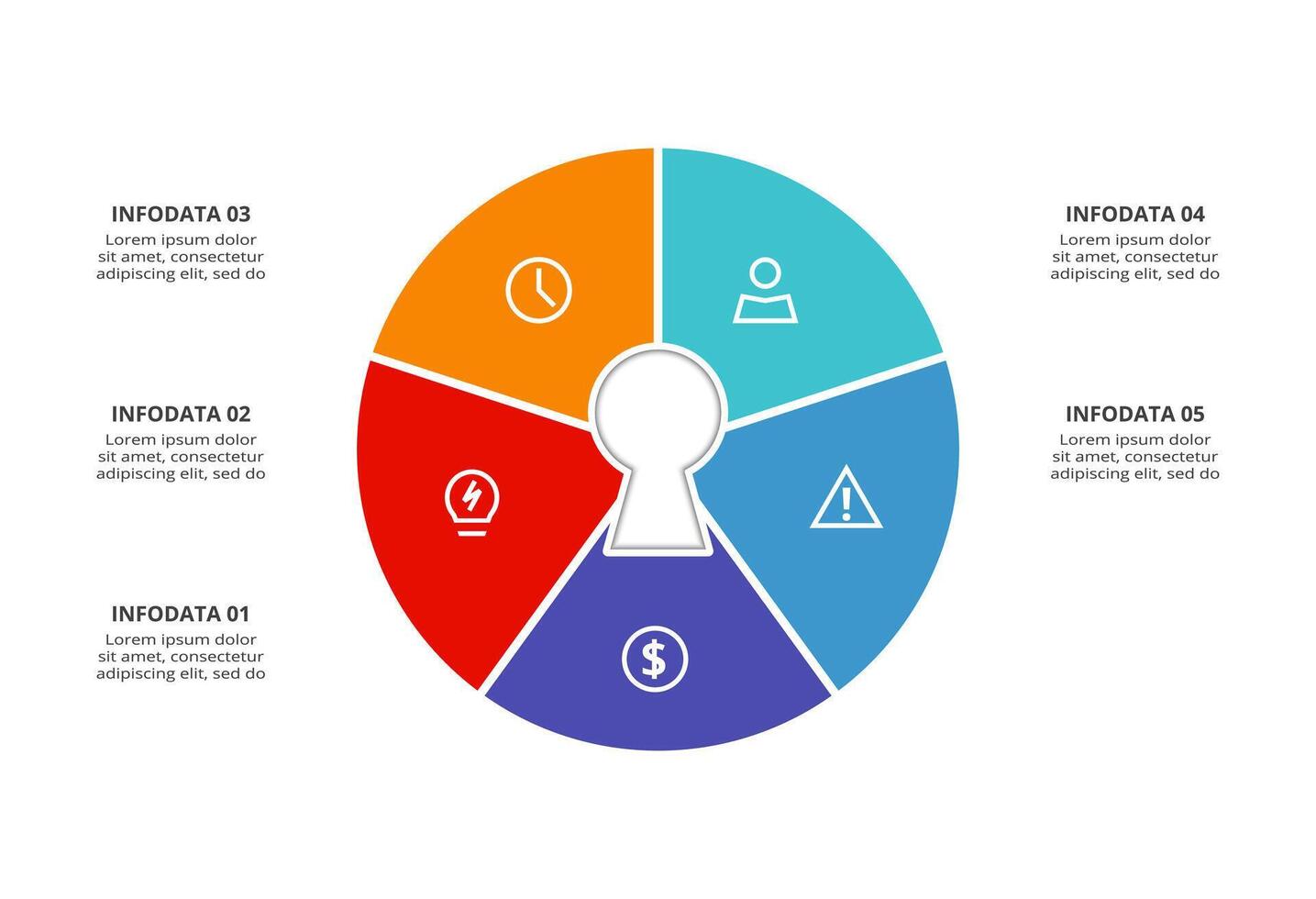 Key concept for infographic with 5 steps, options, parts or processes. Business data visualization. vector