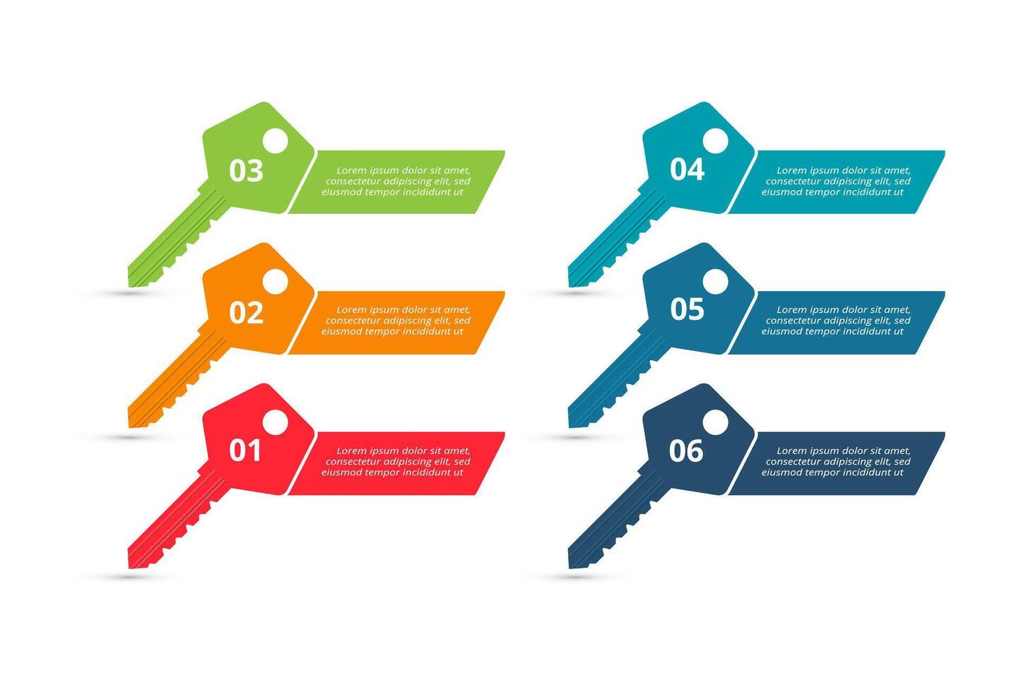 Key concept for infographic with 6 steps, options, parts or processes. Business data visualization. vector