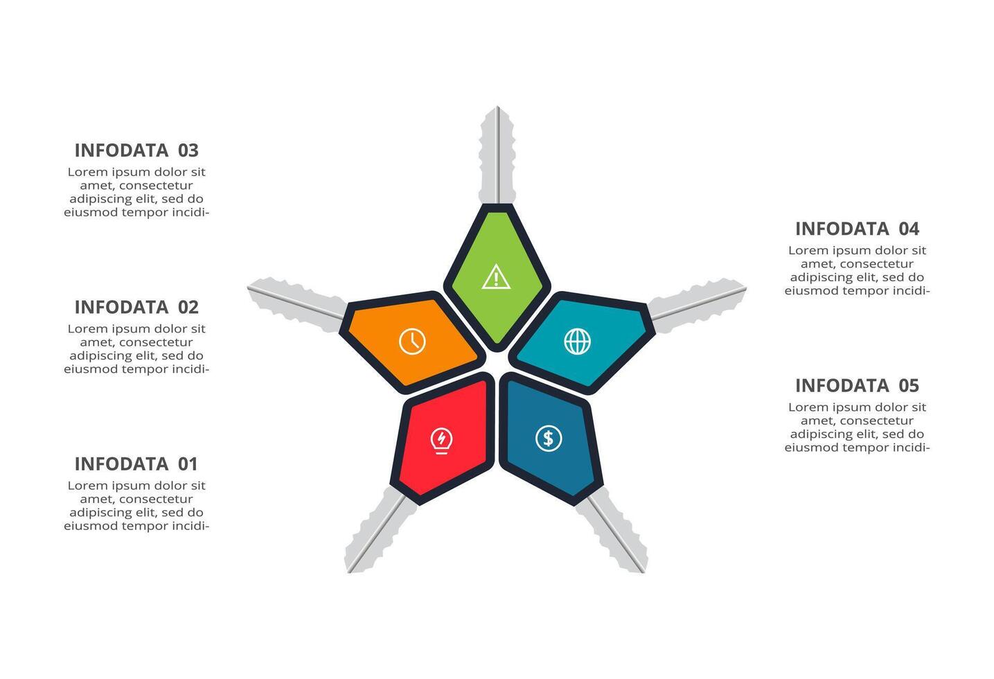Key concept for infographic with 5 steps, options, parts or processes. Business data visualization. vector