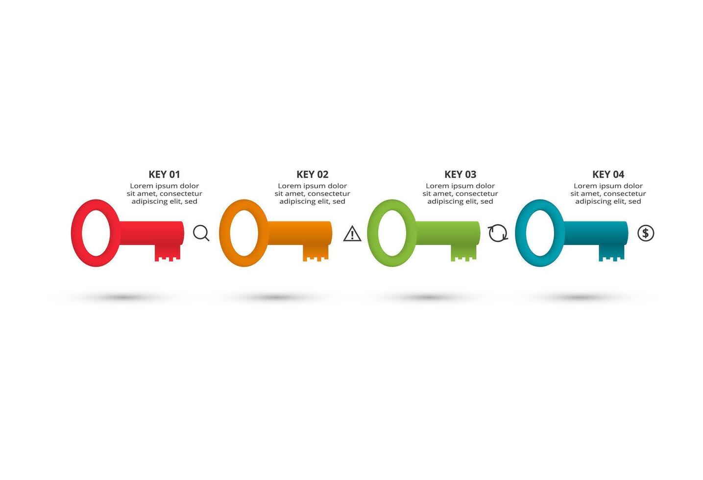 Key concept for infographic with 4 steps, options, parts or processes. Business data visualization. vector