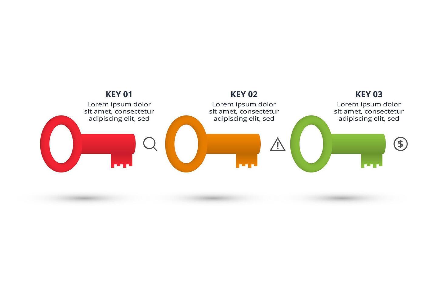 Key concept for infographic with 3 steps, options, parts or processes. Business data visualization. vector