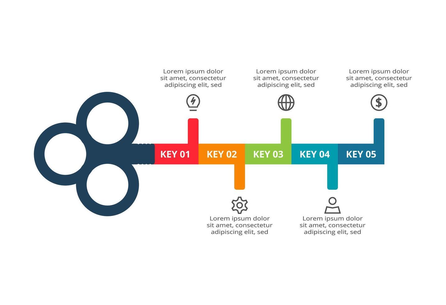 Key concept for infographic with 5 steps, options, parts or processes. Business data visualization. vector
