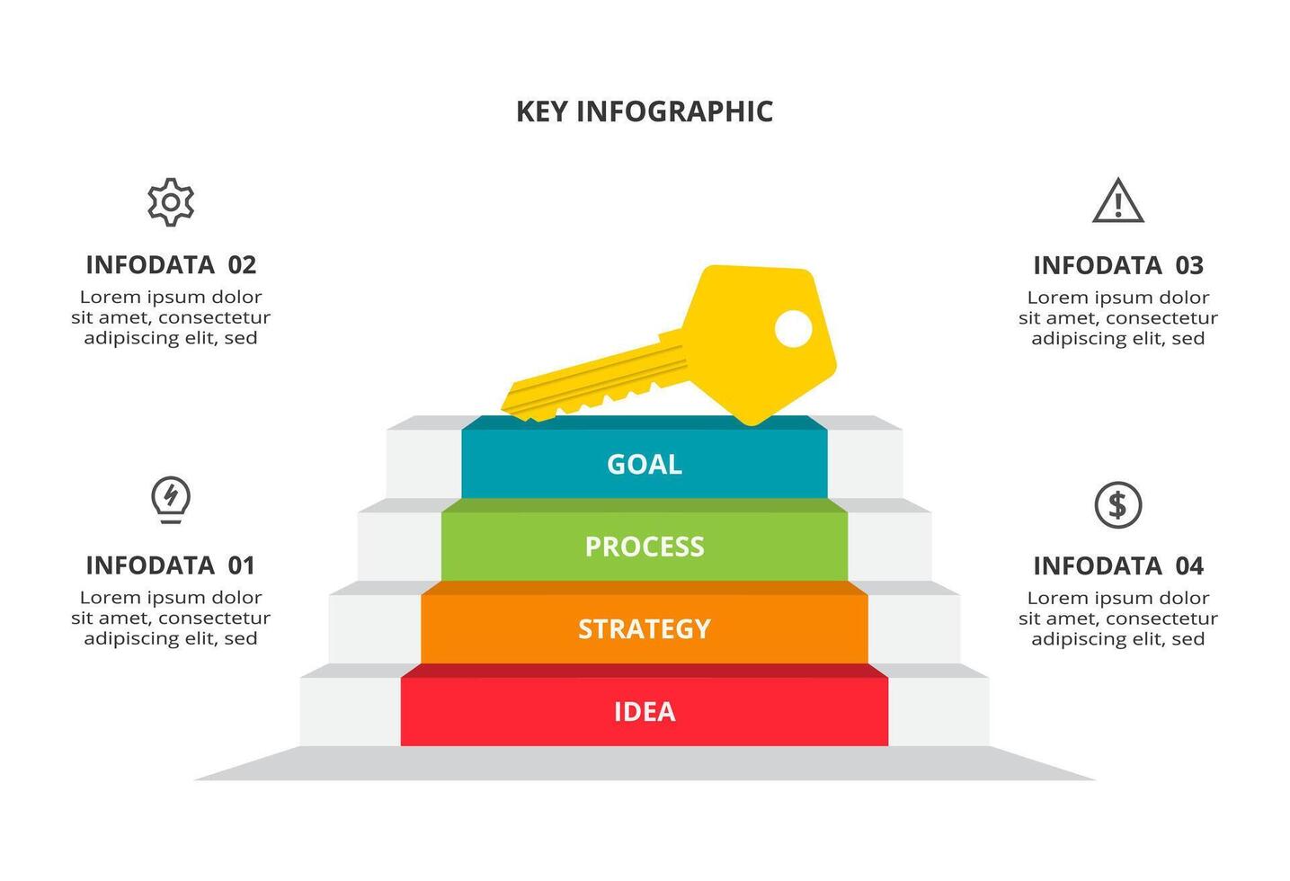 Key concept for infographic with 4 steps, options, parts or processes. Business data visualization. vector