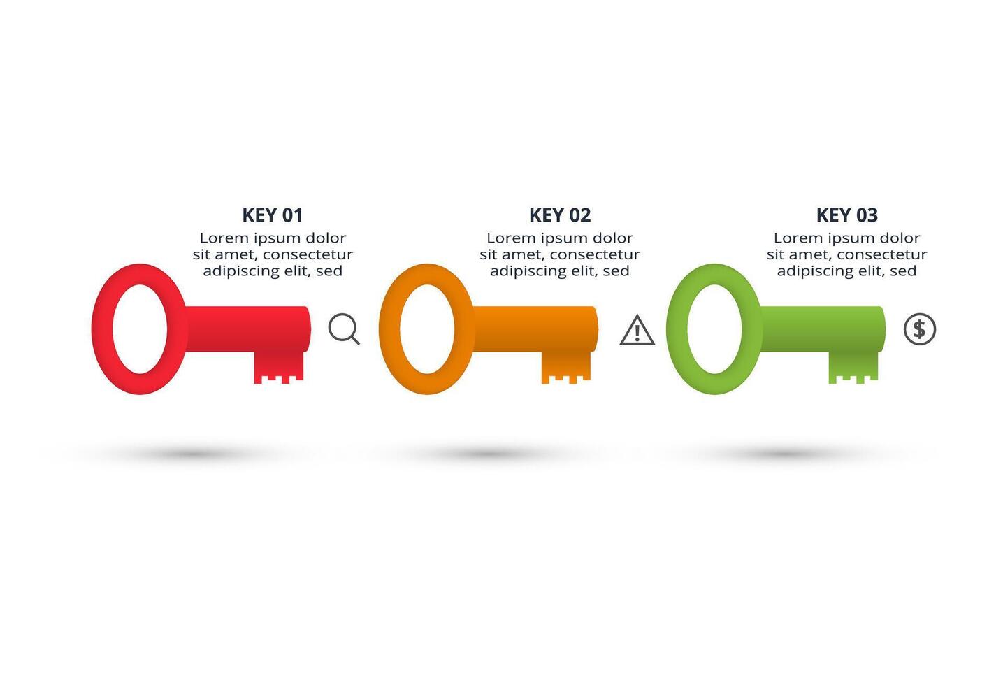 Key concept for infographic with 3 steps, options, parts or processes. Business data visualization. vector
