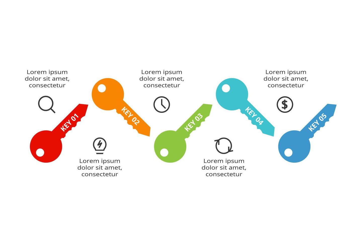 Key concept for infographic with 5 steps, options, parts or processes. Business data visualization. vector