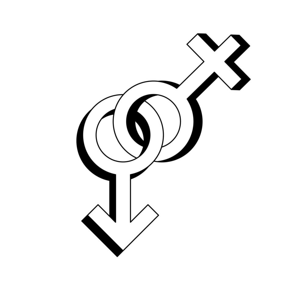 Male and female gender sign icon. Black and white illustration isolated on white background. vector