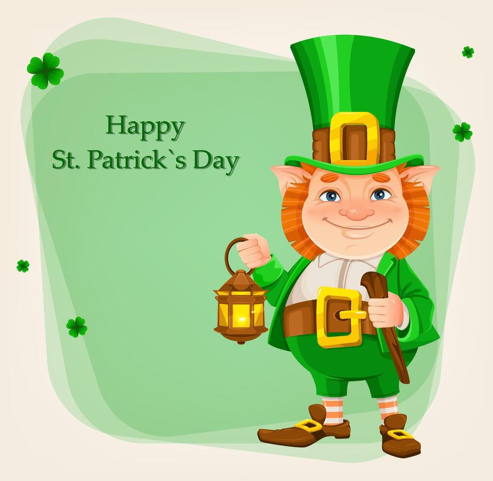 Happy St Patrick's day. Cheerful leprechaun vector