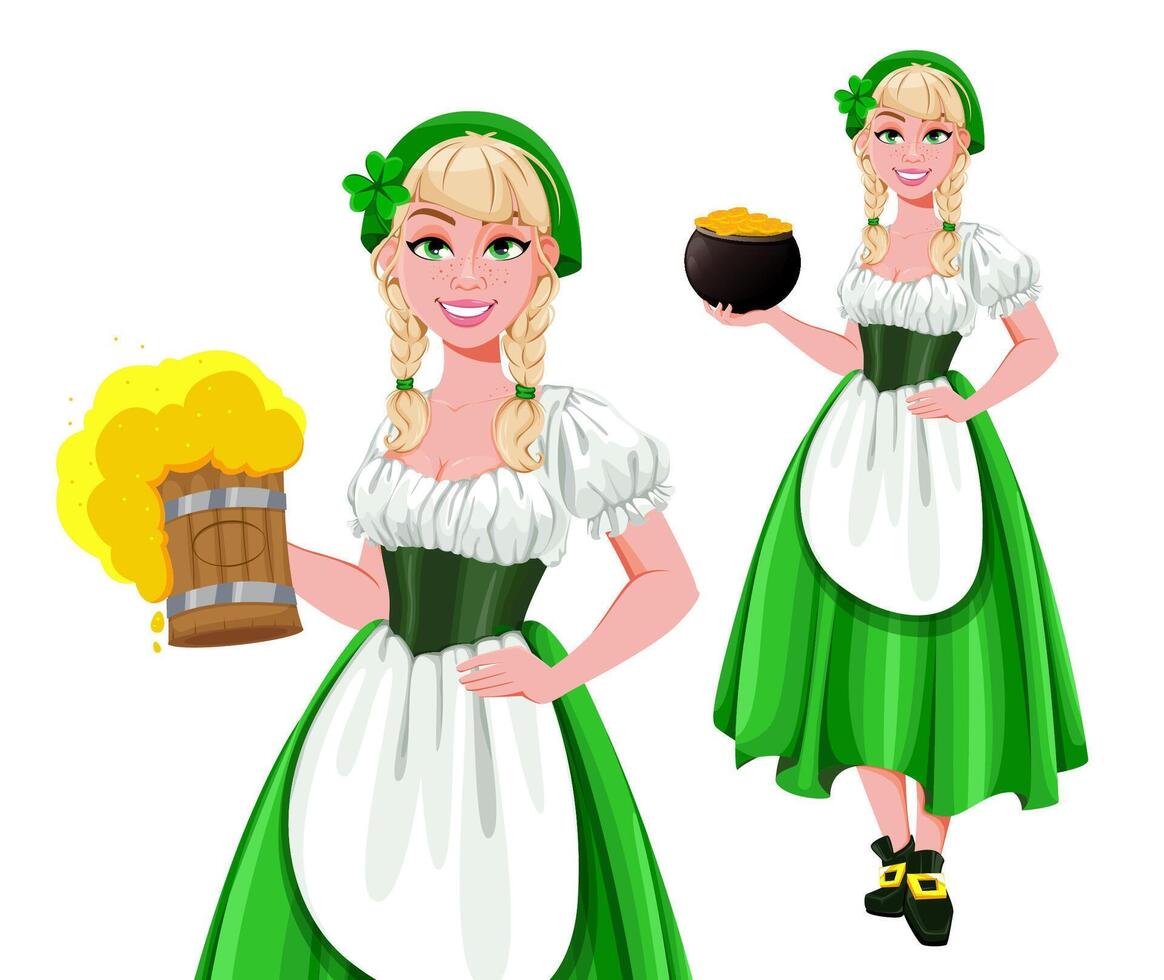 Happy St Patricks Day, set of two poses vector