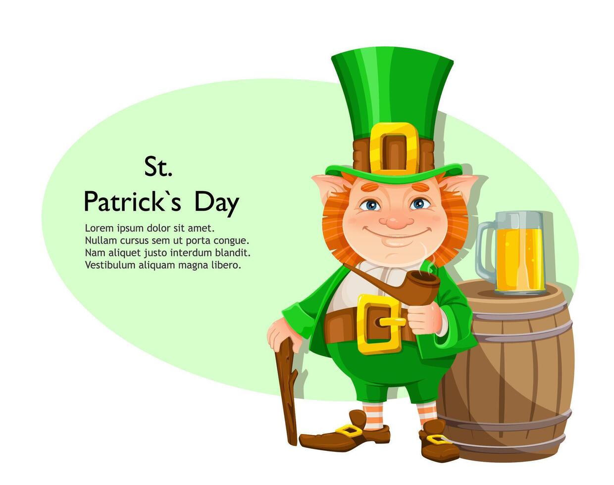 Happy St Patrick's day. Cheerful leprechaun vector
