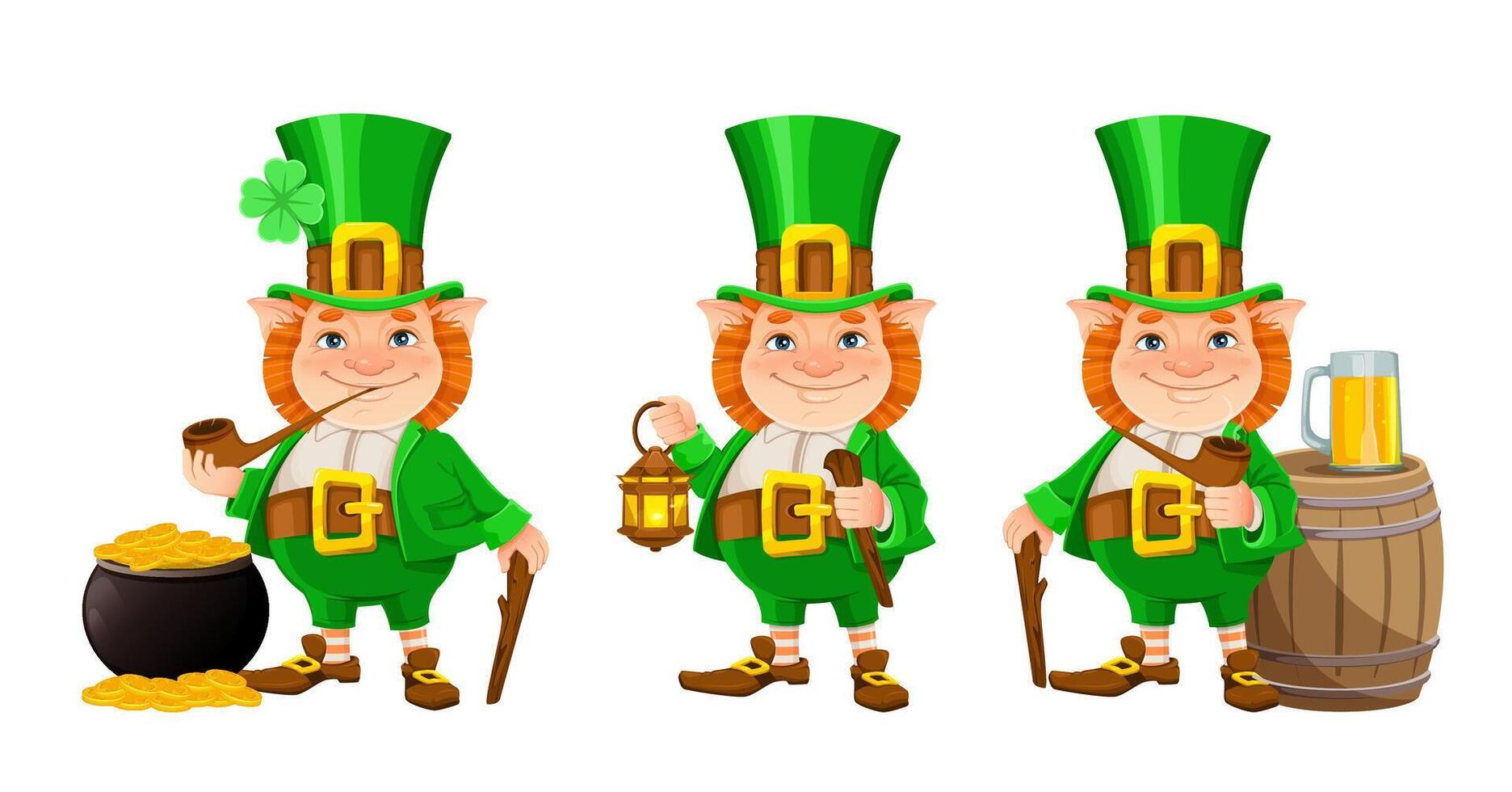 Happy St Patrick's day. Cheerful leprechaun vector