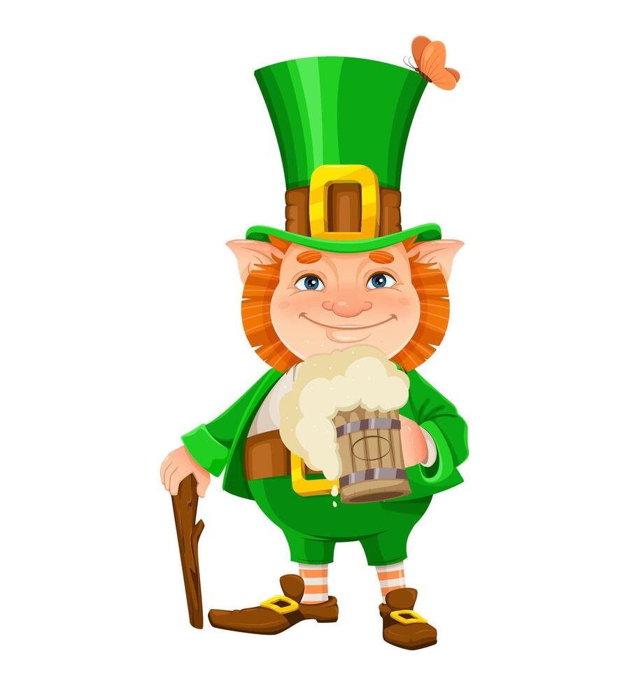Happy St Patrick's day. Cheerful leprechaun vector