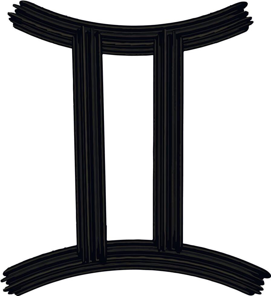 Zodiac sign Gemini icon. hand drawn astrological horoscope symbol. Gouache brush stroke black color. vector