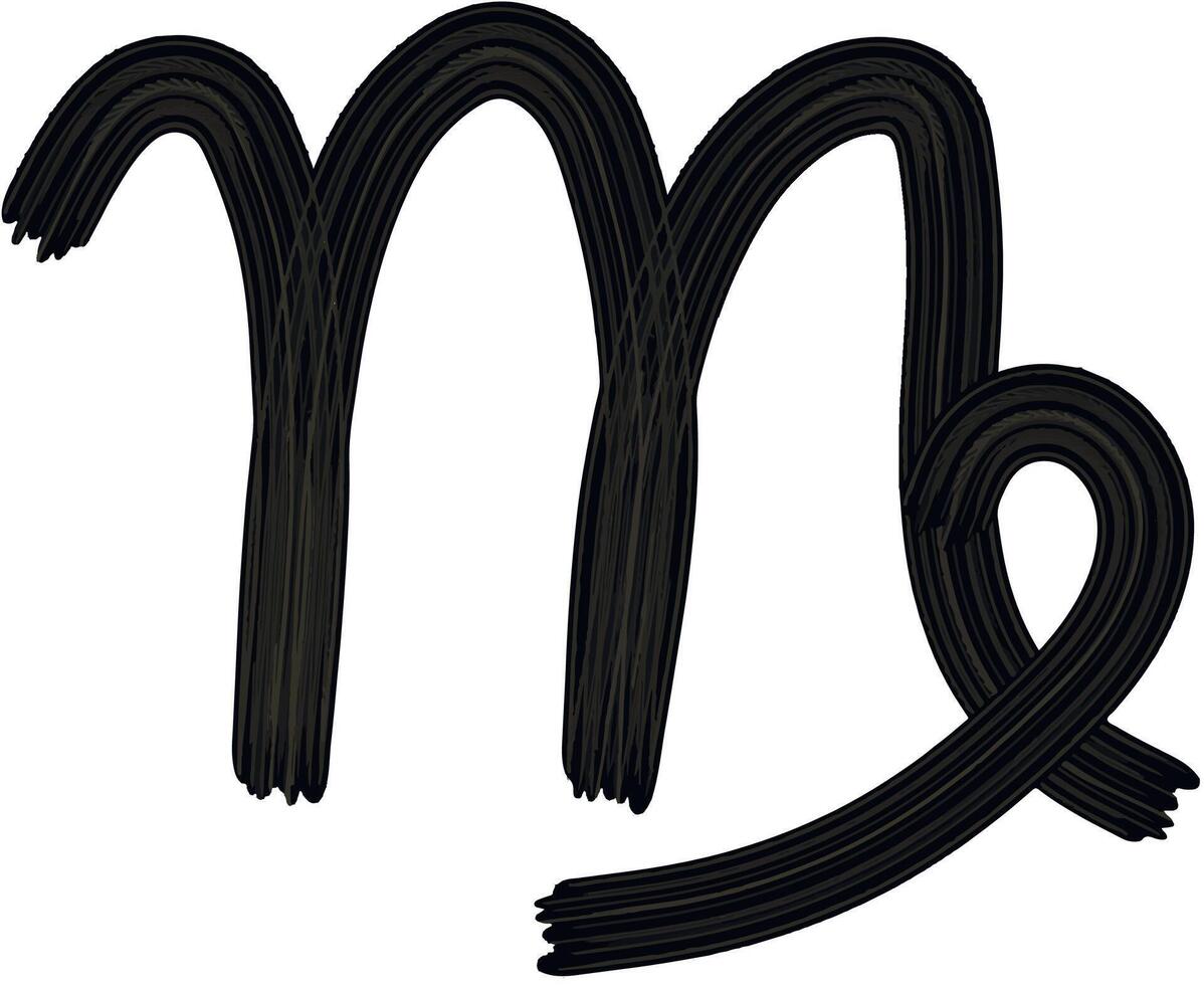 Zodiac sign Virgo icon. hand drawn astrological horoscope symbol. Gouache brush stroke black color. vector