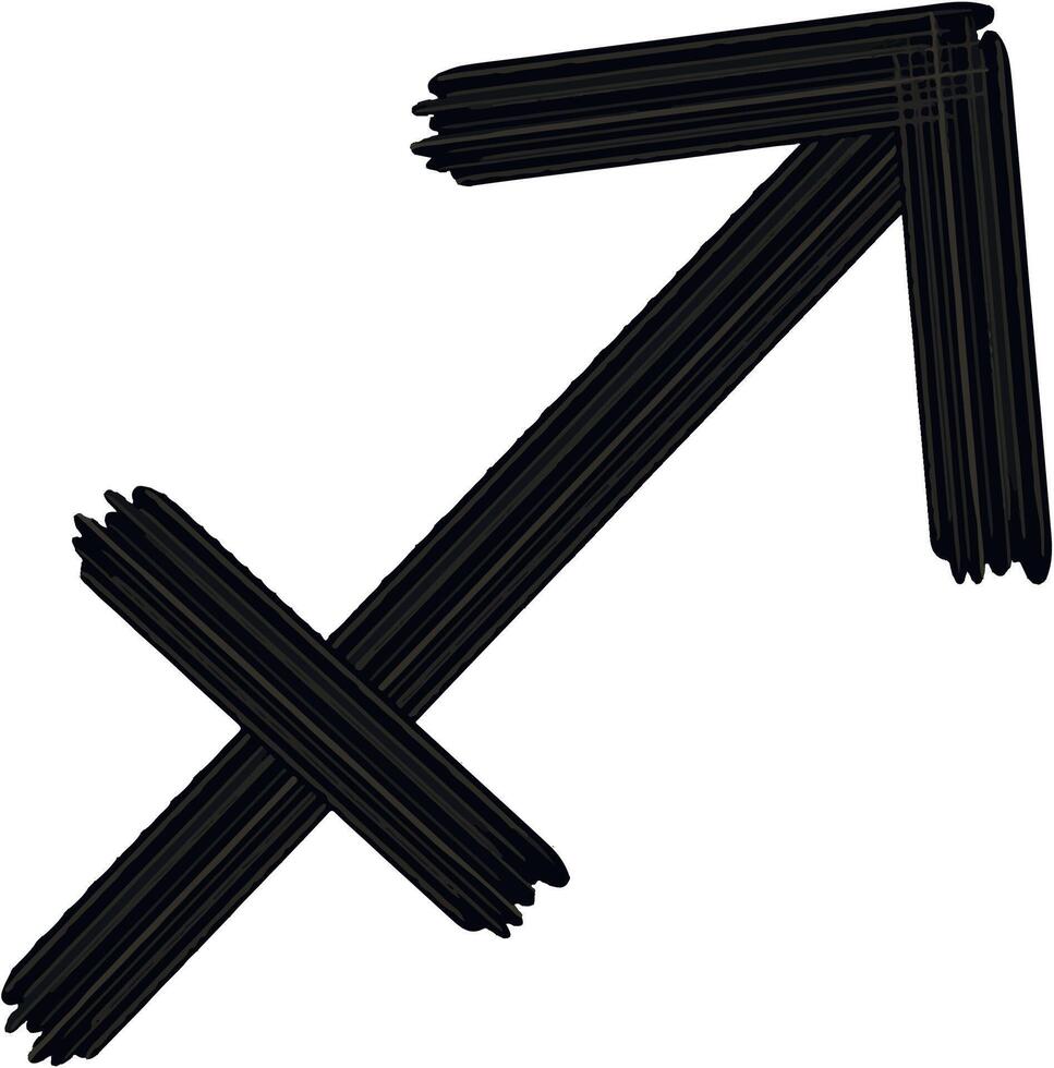 Zodiac sign Sagittarius icon. horoscope symbol. Gouache brush stroke black color. vector