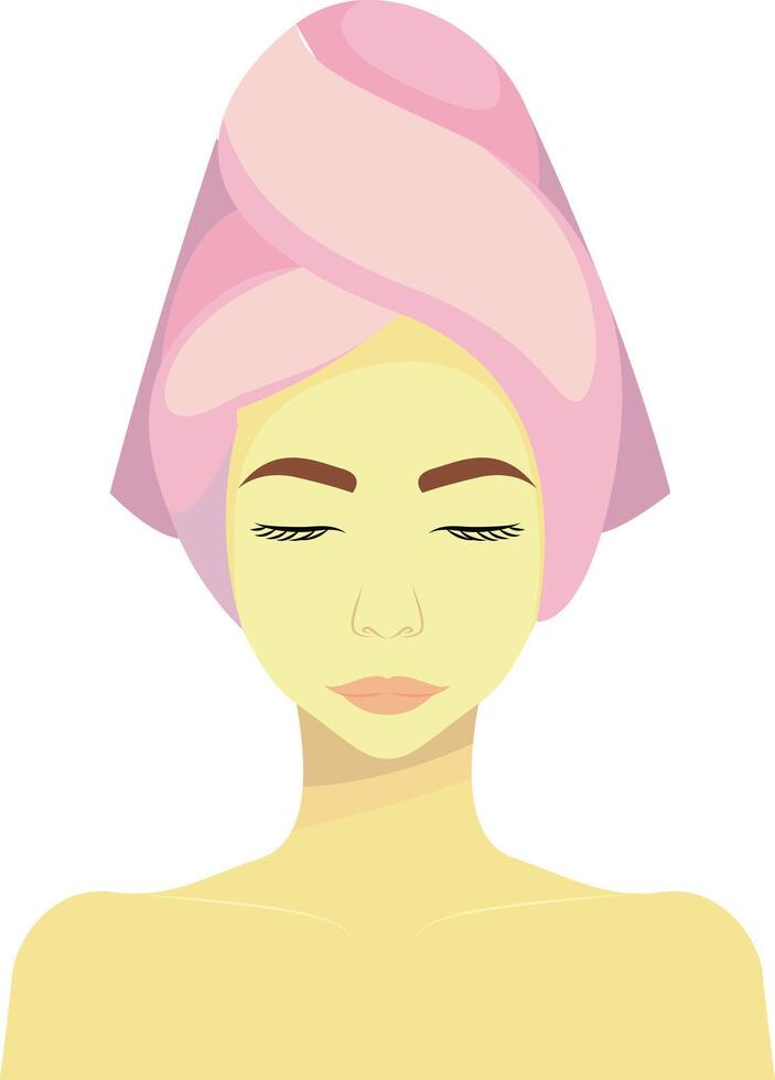 woman with towel on the head isolated on white vector