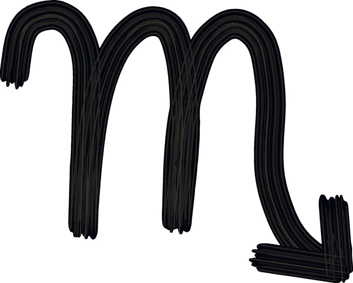 Zodiac sign Scorpio icon. hand drawn astrological horoscope symbol. Gouache brush stroke black color. vector