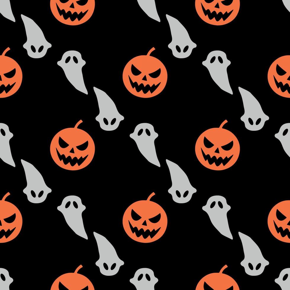 halloween pumpkin and ghost vector