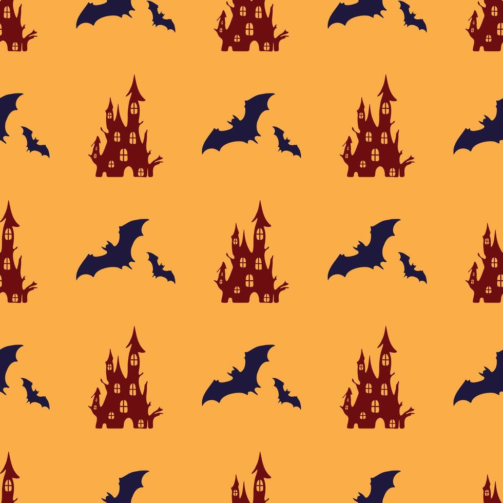 halloween castle pattern vector