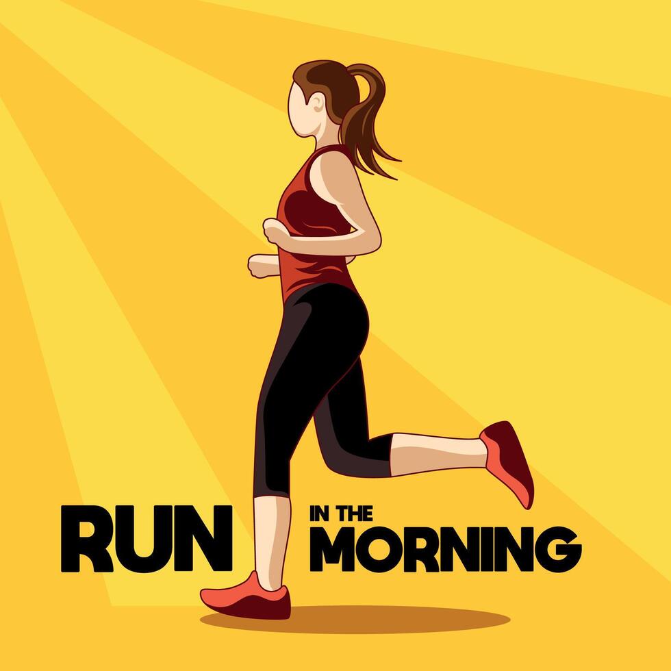 woman running in the morning, advertising illustration vector